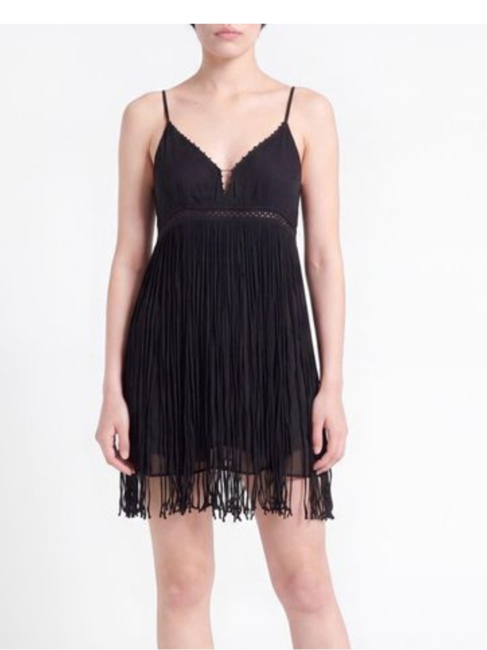 Poupette St. Barth Black Fringe Coverup or Dress S NWT
